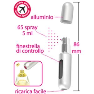 Travalo Classic HD Silver porta profumo 5 ml spray da viaggio