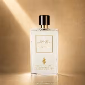 Simone Andreoli Malibu Party in the Bay Eau de Parfum Intense, profumo di nicchia in flacone trasparente su sfondo dorato.