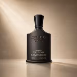 Creed Green Irish Tweed 50 ml profumo uomo, flacone nero in packshot luxury su sfondo dorato.