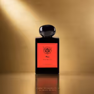 Lorenzo Pazzaglia Pax Extrait de Parfum 50 ml, flacone nero con etichetta rossa su sfondo dorato Charme Profumeria de Luxe