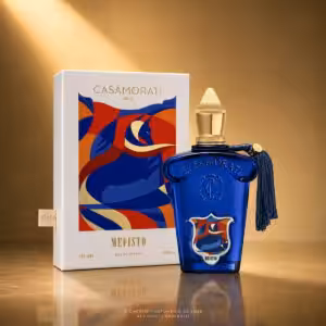 Xerjoff Casamorati Mefisto Eau de Parfum 100 ml con confezione, profumo di nicchia agrumato su sfondo luxury dorato Charme Profumeria