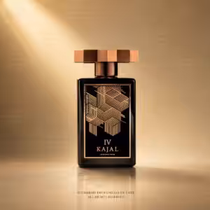 Kajal IV Eau de Parfum packshot luxury su sfondo oro per Charme Profumeria de Luxe