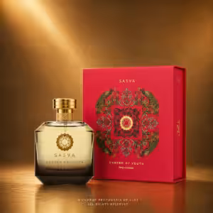 SASVA Garden of Youth Eau de Parfum 100 ml, flacone con confezione in packshot luxury Charme Profumeria de Luxe