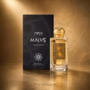 Nobile 1942 Malvs Eau de Parfum 75 ml, fragranza suprema con cofanetto nero e flacone luxury su sfondo dorato per Charme Profumeria