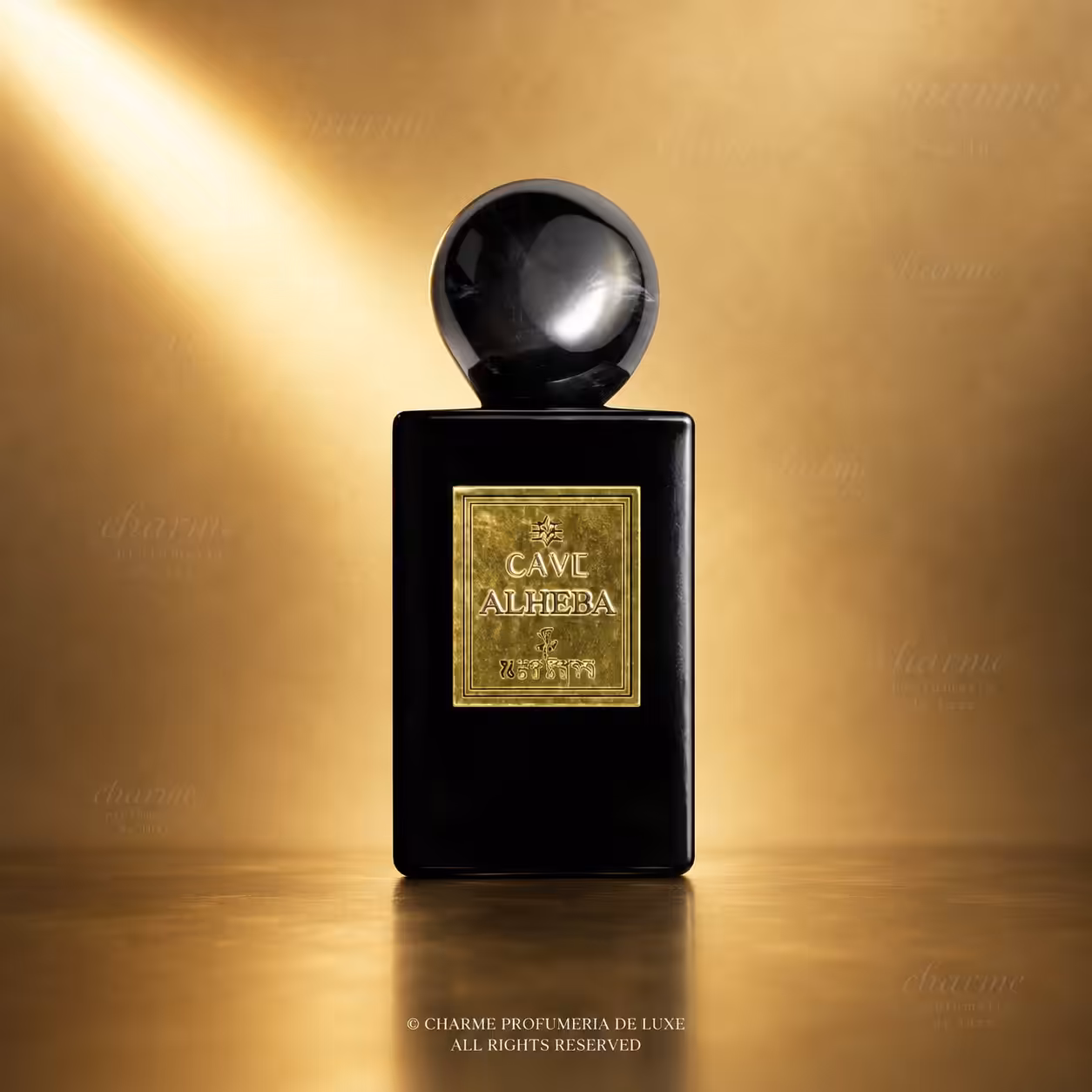 CAVE Alheba Extrait de Parfum, profumo di nicchia con flacone nero e tappo nero effetto marmo - Charme Profumeria
