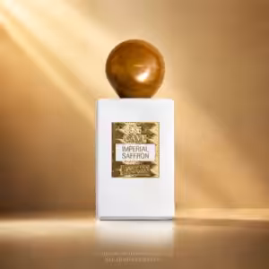 CAVE Imperial Saffron Extrait de Parfum, profumo di nicchia con flacone bianco e tappo ambrato - Charme Profumeria