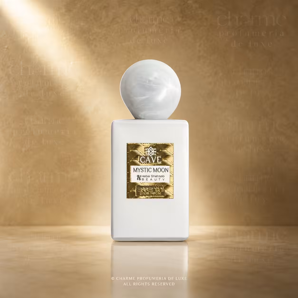 CAVE Mystic Moon Extrait de Parfum, profumo di nicchia con flacone bianco e tappo grigio perlato - Charme Profumeria