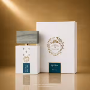 Giardini di Toscana Blu Mare Eau de Parfum 100 ml con flacone bianco, etichetta blu e confezione su sfondo luxury dorato