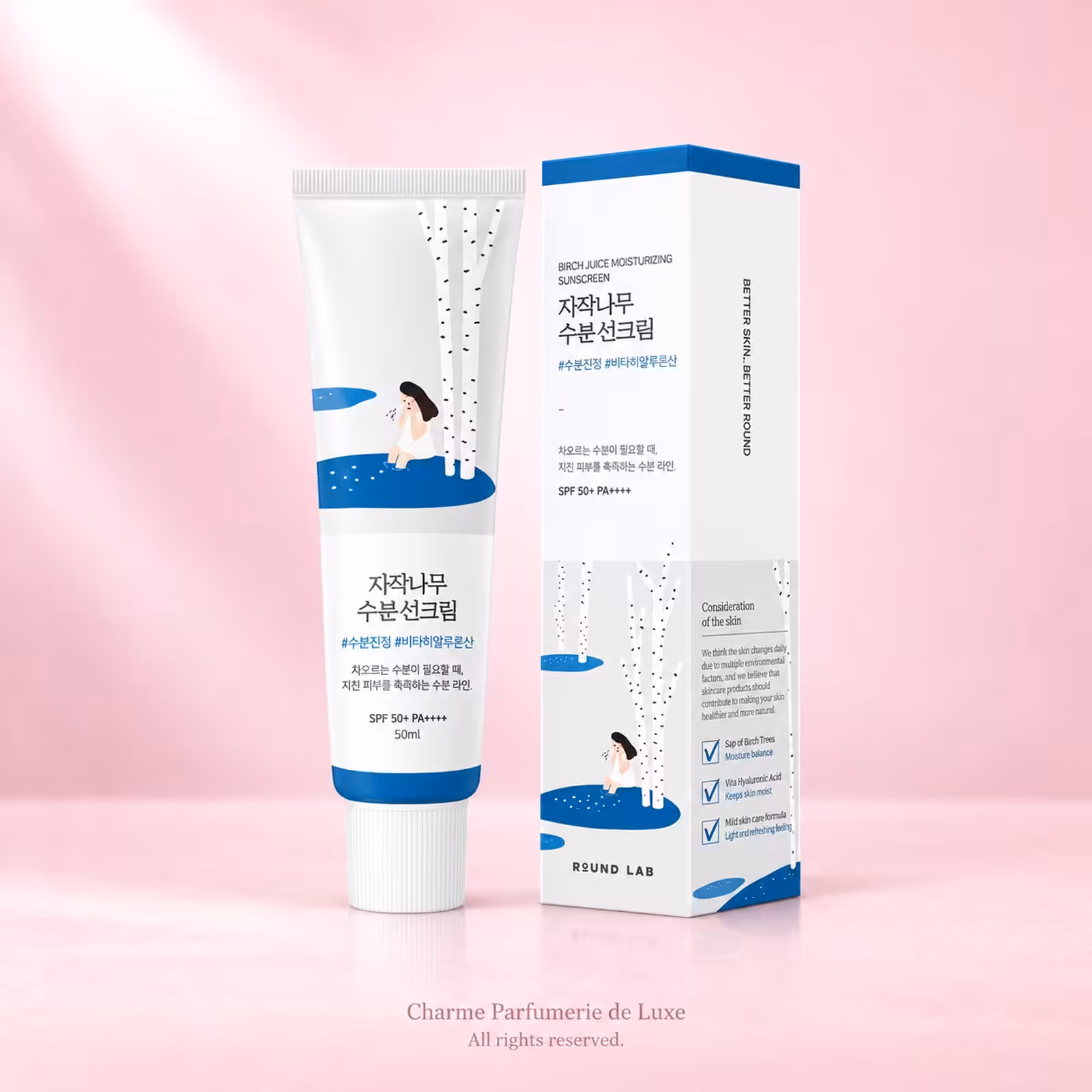Round Lab Birch Moisturizing Sunscreen SPF 50+ PA++++, protezione solare nella confezione originale