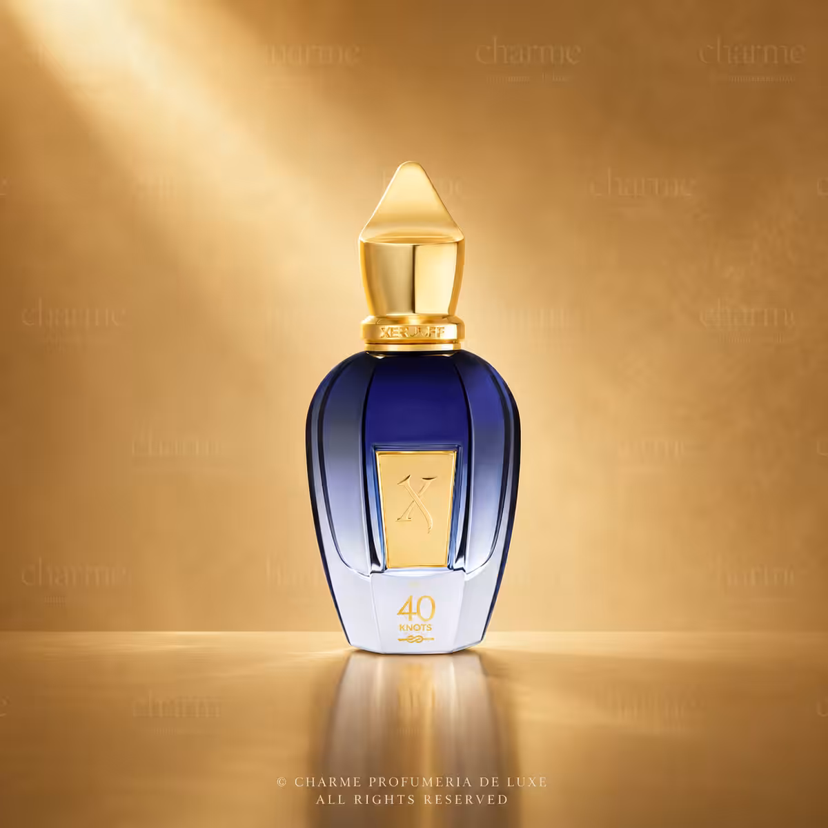 Xerjoff 40 Knots Eau de Parfum 50 ml, profumo di nicchia con flacone blu e argento e dettagli dorati