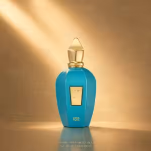 Xerjoff Erba Pura Eau de Parfum 100 ml, flacone turchese e oro su sfondo luxury Charme Profumeria de Luxe