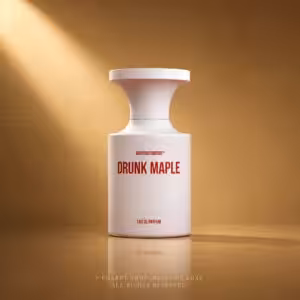 Borntostandout Drunk Maple Eau de Parfum 50 ml, flacone profumo di nicchia in packshot premium con luce dorata luxury