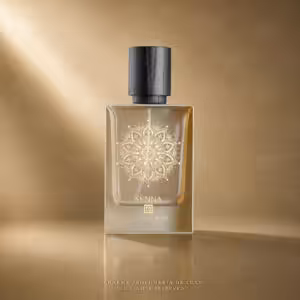 Eau de Moe Senna, profumo di nicchia in flacone beige tortora, packshot luxury e-commerce Charme Profumeria