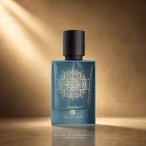 Eau de Moe Zaid, profumo di nicchia in flacone azzurro polvere, packshot luxury e-commerce Charme Profumeria