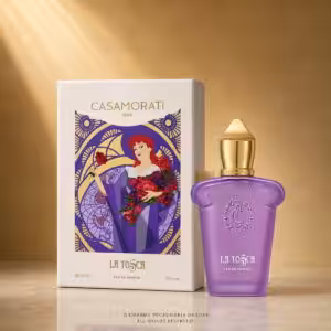 Xerjoff Casamorati La Tosca Eau de Parfum 30 ml con confezione, profumo di nicchia floreale su sfondo luxury dorato Charme Profumeria