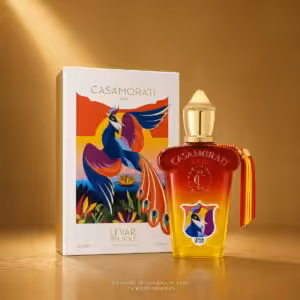 Xerjoff Casamorati Levar del Sole Eau de Parfum 100 ml con confezione, profumo di nicchia su sfondo luxury dorato Charme Profumeria
