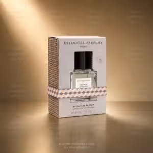 Essential Parfums The Musc Extrait de Parfum 30 ml con confezione su sfondo dorato luxury