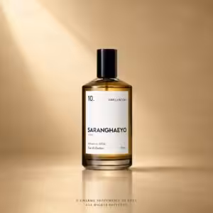 Saranghaeyo 10 Vanilla Bloom Eau de Parfum 100 ml, profumo di nicchia in flacone ambrato su sfondo luxury Charme Profumeria