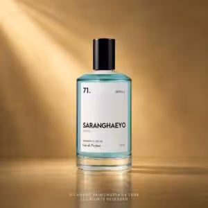 Saranghaeyo 71 Series A Eau de Parfum 100 ml, profumo di nicchia packshot luxury su sfondo dorato, Charme Profumeria