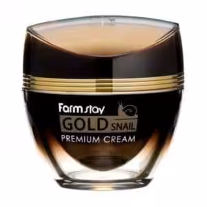 Vasetto FarmStay Gold Snail Premium Cream 50 ml, crema viso k-beauty nutriente con bava di lumaca e finish luminoso