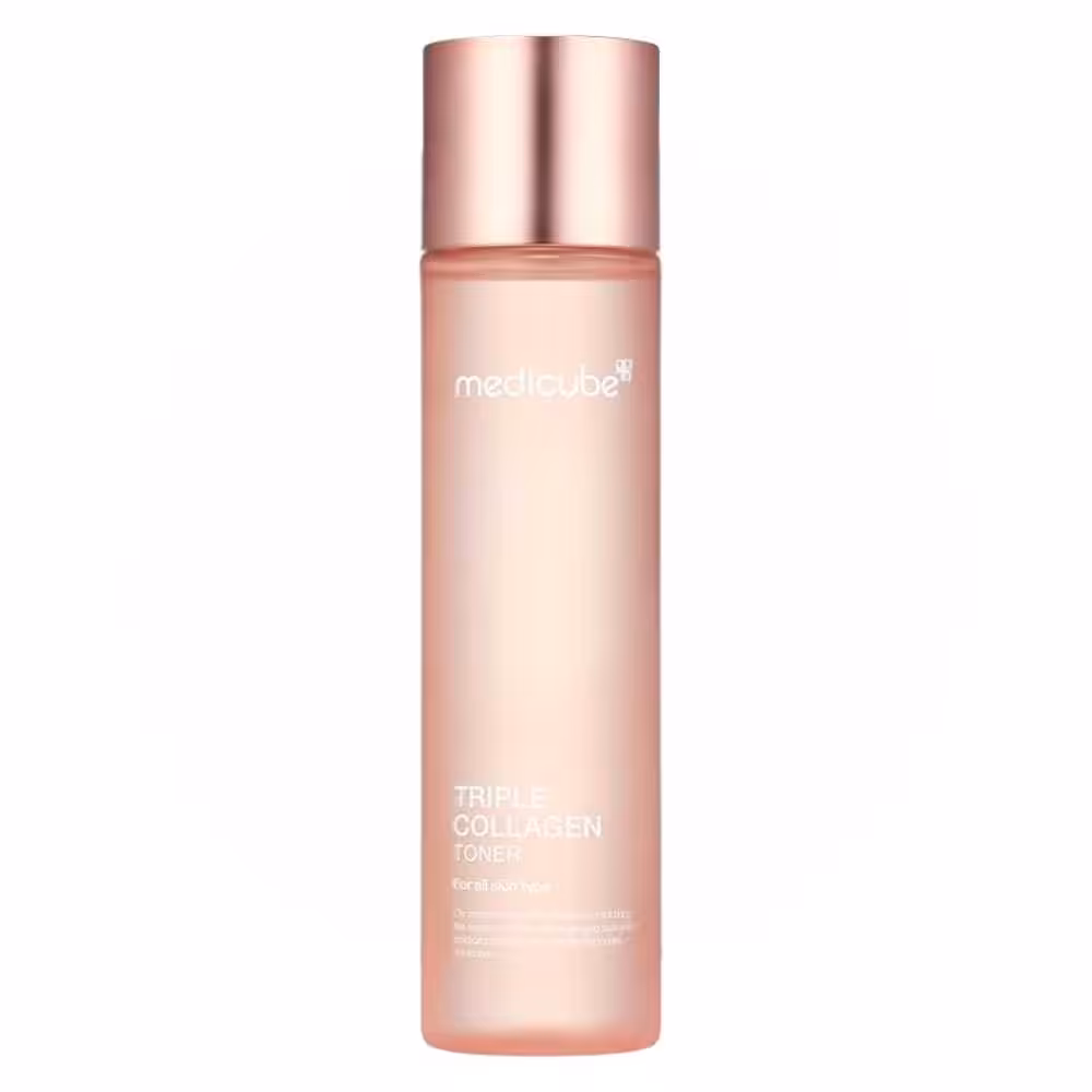Flacone Medicube Triple Collagen Toner 4.0 140ml, toner k-beauty idratante effetto glow per pelle più morbida e uniforme nell’aspetto