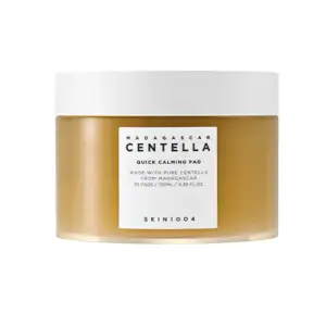 Barattolo SKIN1004 Madagasar Centella Quick Calming Pad 70 Pcs, toner pad k-beauty lenitivi per pelle più calma e idratata
