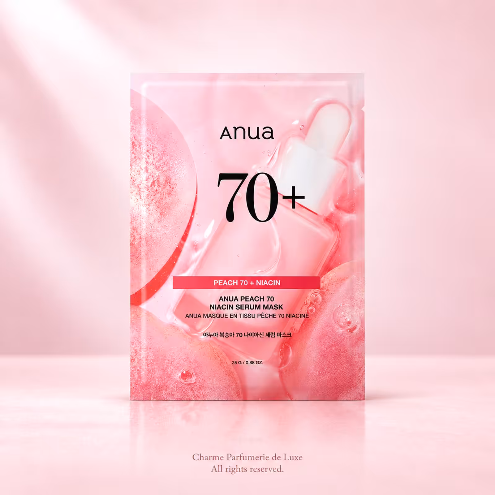 Anua Peach 70 Niacin Serum Mask 25ml, trattamento viso nella confezione originale