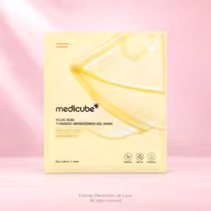 MEDICUBE Kojic Acid Turmeric Brightening Gel Mask 28g, prodotto di cosmesi coreana nella confezione originale