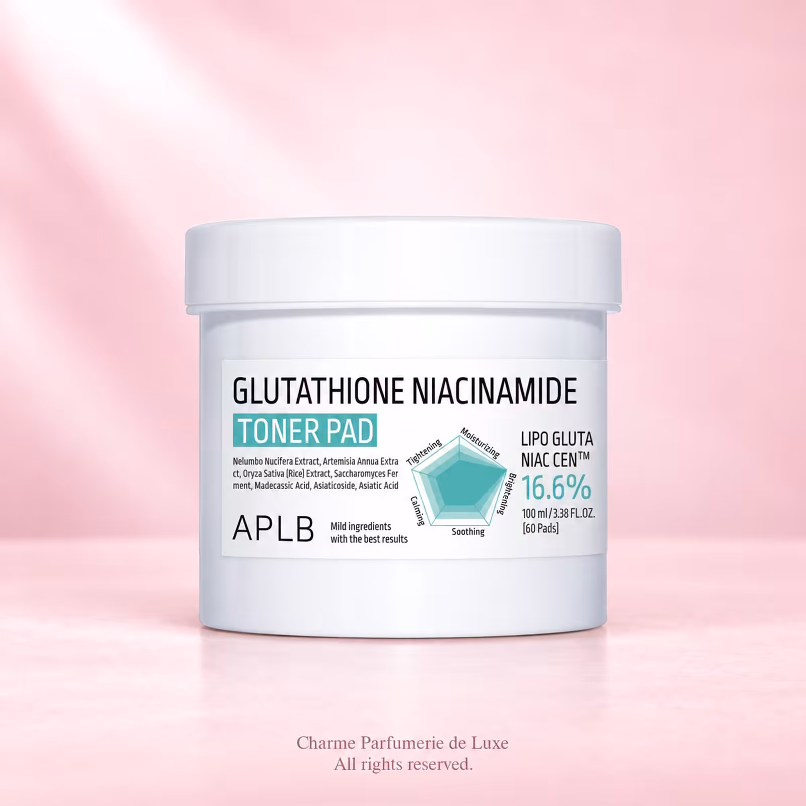 APLB Glutathione Niacinamide Toner Pad, tonico viso nella confezione originale