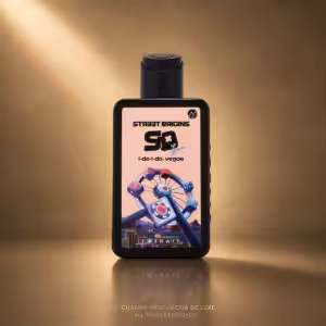 Street Origins I Do I Do Vegas Extrait de Parfum 75 ml, flacone nero con grafica ispirata a Las Vegas su sfondo dorato Charme Profumeria de Luxe
