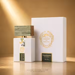 Giardini di Toscana Verde Respiro Eau de Parfum 100 ml, profumo di nicchia con flacone bianco, etichetta verde e tappo effetto legno su sfondo luxury dorato