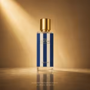 Salum Fig Tzatziki Extrait de Parfum 30 ml, flacone blu e oro fotografato in stile packshot di lusso.