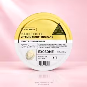 VT Cosmetics Reedle Shot EX Vitamin Modeling Pack, maschera modeling coreana da 25 g in confezione gialla e bianca.