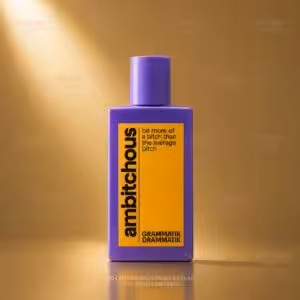 Grammatik Drammatik Ambitchous profumo di nicchia in flacone viola, packshot luxury e-commerce Charme Profumeria.