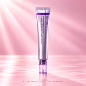 Centellian24 360° Shot PDRN Lifting Eye Cream, crema contorno occhi coreana in tubo lilla metallizzato con dettagli viola e applicatore trasparente, packshot K-Beauty su sfondo rosa cipria di Charme Profumeria.