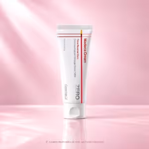 Centellian24 Madeca Cream Time Reverse Zero 80 ml, crema viso coreana K-Beauty in tubo bianco su sfondo rosa cipria, packshot luxury e-commerce Charme Profumeria