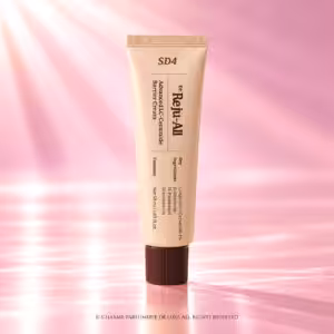 Dr.Reju-All Advanced LC-Ceramide Barrier Cream 50 ml, crema coreana per la barriera cutanea in tubo beige con tappo marrone, packshot luxury K-Beauty di Charme Profumeria.